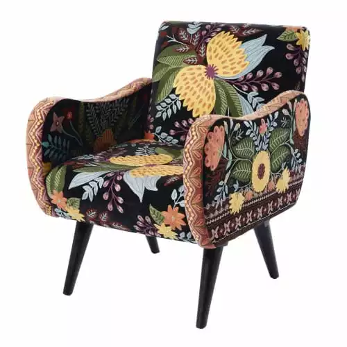 Maisons Du Monde Fauteuils Fauteuil En Velours Noir Brodé -Chaise Soldes Magasin fauteuil en velours noir brode 1000 2 18 187019 1