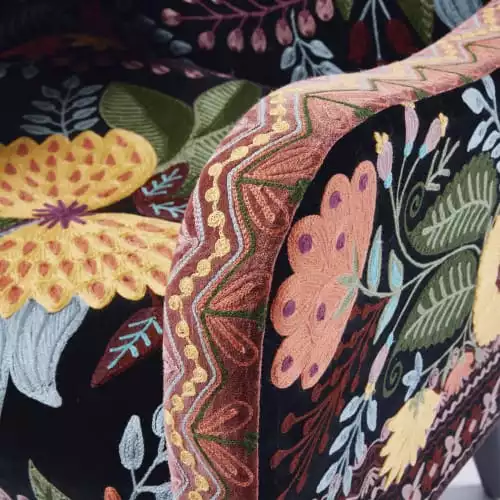 Maisons Du Monde Fauteuils Fauteuil En Velours Noir Brodé 3 Maisons Du Monde Fauteuils Fauteuil En Velours Noir Brodé – Image 3