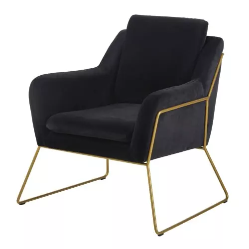 Maisons Du Monde Fauteuils Fauteuil En Velours Noir Et Coloris Laiton 1 Maisons Du Monde Fauteuils Fauteuil En Velours Noir Et Coloris Laiton