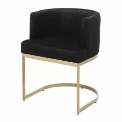 Maisons Du Monde Fauteuils Fauteuil En Velours Noir Et Métal Coloris Laiton