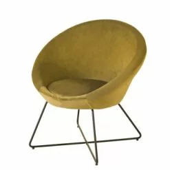 Maisons Du Monde Fauteuils Fauteuil En Velours Bleu Et Pieds En Métal -Chaise Soldes Magasin fauteuil en velours ocre hipop 1000 6 7 209599 1 1