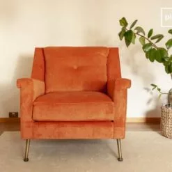 PIB Fauteuils Fauteuil En Velours Orange -Chaise Soldes Magasin fauteuil en velours orange 6
