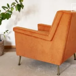 PIB Fauteuils Fauteuil En Velours Orange -Chaise Soldes Magasin fauteuil en velours orange 9