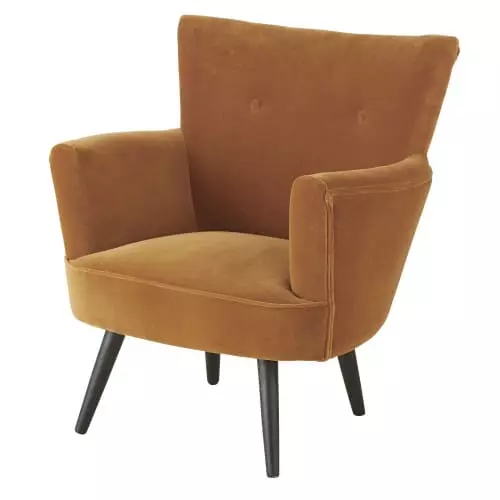 Maisons Du Monde Fauteuils Fauteuil En Velours Orange écureuil 1 Maisons Du Monde Fauteuils Fauteuil En Velours Orange écureuil