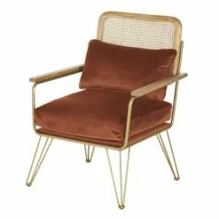 Maisons Du Monde Fauteuils Fauteuil En Velours Orange écureuil Cannage En Rotin -Chaise Soldes Magasin fauteuil en velours orange ecureuil cannage en rotin rosalie 1000 13 26 209946 1 1