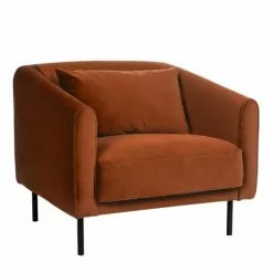 Drawer Fauteuils Fauteuil En Velours Pieds Droits En Métal Rouille