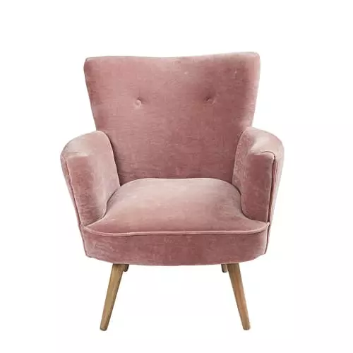 Maisons Du Monde Fauteuils Fauteuil En Velours Rose Et Pieds En Chêne 2 Maisons Du Monde Fauteuils Fauteuil En Velours Rose Et Pieds En Chêne – Image 2