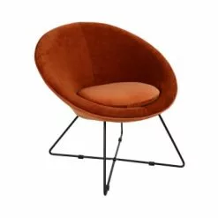 Pomax Fauteuils Fauteuil En Velours Rouille -Chaise Soldes Magasin fauteuil en velours rouille 4