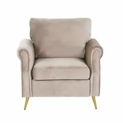 Beliani Fauteuils Fauteuil En Velours Taupe -Chaise Soldes Magasin fauteuil en velours taupe 2