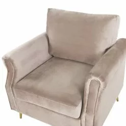 Beliani Fauteuils Fauteuil En Velours Taupe -Chaise Soldes Magasin fauteuil en velours taupe 4