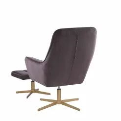 Beliani Fauteuils Fauteuil En Velours Taupe Avec Repose-pieds Assorti -Chaise Soldes Magasin fauteuil en velours taupe avec repose pieds assorti 3