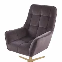 Beliani Fauteuils Fauteuil En Velours Taupe Avec Repose-pieds Assorti -Chaise Soldes Magasin fauteuil en velours taupe avec repose pieds assorti 4