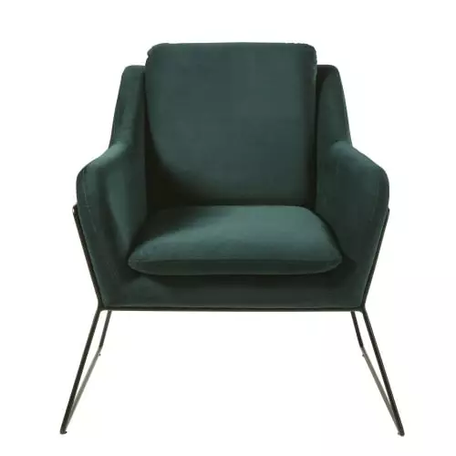 Maisons Du Monde Fauteuils Fauteuil En Velours Vert 2 Maisons Du Monde Fauteuils Fauteuil En Velours Vert – Image 2