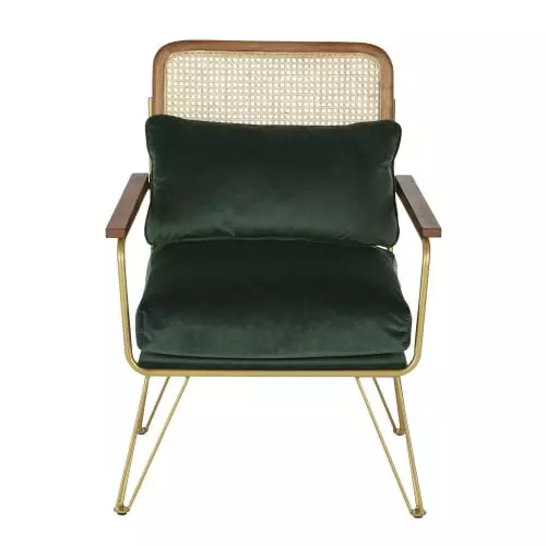 Maisons Du Monde Fauteuils Fauteuil En Velours Vert Cannage En Rotin 2 Maisons Du Monde Fauteuils Fauteuil En Velours Vert Cannage En Rotin – Image 2