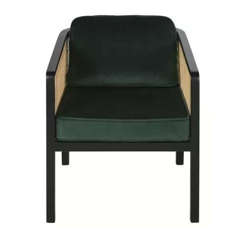 Maisons Du Monde Fauteuils Fauteuil En Velours Vert Cannage En Rotin Et Bois De Bouleau Noir 2 Maisons Du Monde Fauteuils Fauteuil En Velours Vert Cannage En Rotin Et Bois De Bouleau Noir – Image 2