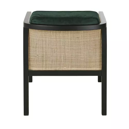 Maisons Du Monde Fauteuils Fauteuil En Velours Vert Cannage En Rotin Et Bois De Bouleau Noir 3 Maisons Du Monde Fauteuils Fauteuil En Velours Vert Cannage En Rotin Et Bois De Bouleau Noir – Image 3