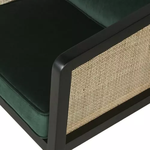 Maisons Du Monde Fauteuils Fauteuil En Velours Vert Cannage En Rotin Et Bois De Bouleau Noir 4 Maisons Du Monde Fauteuils Fauteuil En Velours Vert Cannage En Rotin Et Bois De Bouleau Noir – Image 4