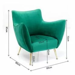 Kare Design Fauteuils Fauteuil En Velours Vert Et Acier Doré -Chaise Soldes Magasin fauteuil en velours vert et acier dore 2