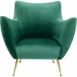 Kare Design Fauteuils Fauteuil En Velours Vert Et Acier Doré