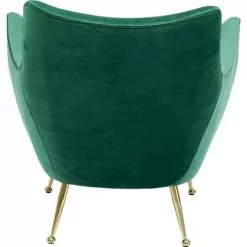 Kare Design Fauteuils Fauteuil En Velours Vert Et Acier Doré -Chaise Soldes Magasin fauteuil en velours vert et acier dore 3