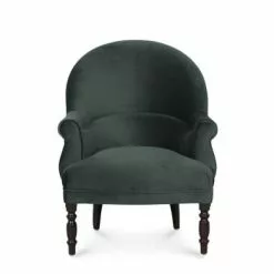 Maisons Du Monde Fauteuils Fauteuil En Velours Vert Et Pieds En Bouleau Noir
