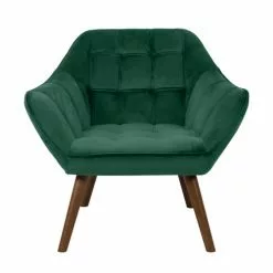 Rendez Vous Déco Fauteuils Fauteuil En Velours Vert Foncé Avec Accoudoirs