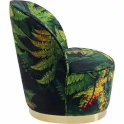 Kare Design Fauteuils Fauteuil En Velours Vert Imprimé Feuilles Et Acier Doré -Chaise Soldes Magasin fauteuil en velours vert imprime feuilles et acier dore 4
