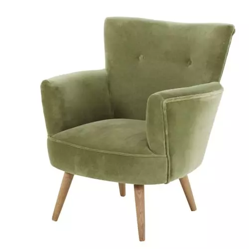 Maisons Du Monde Fauteuils Fauteuil En Velours Vert Kaki 1 Maisons Du Monde Fauteuils Fauteuil En Velours Vert Kaki