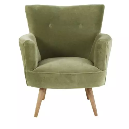 Maisons Du Monde Fauteuils Fauteuil En Velours Vert Kaki 2 Maisons Du Monde Fauteuils Fauteuil En Velours Vert Kaki – Image 2