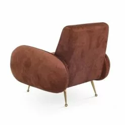 Oviala Fauteuils Fauteuil En Velours Vintage Terracota -Chaise Soldes Magasin fauteuil en velours vintage terracota 4