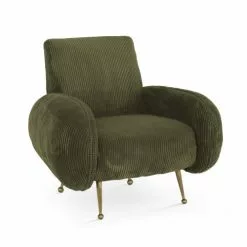 Oviala Fauteuils Fauteuil En Velours Vintage Vert Sapin