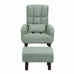 Beliani Fauteuils Fauteuil Et Repose-pieds En Tissu Vert -Chaise Soldes Magasin fauteuil et repose pieds en tissu vert 2