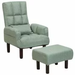 Beliani Fauteuils Fauteuil Et Repose-pieds En Tissu Vert