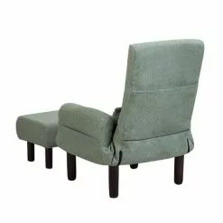 Beliani Fauteuils Fauteuil Et Repose-pieds En Tissu Vert -Chaise Soldes Magasin fauteuil et repose pieds en tissu vert 3