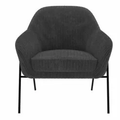 Rendez Vous Déco Fauteuils Fauteuil Gris Foncé En Velours Cotelé -Chaise Soldes Magasin fauteuil gris fonce en velours cotele 3