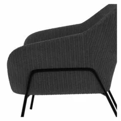 Rendez Vous Déco Fauteuils Fauteuil Gris Foncé En Velours Cotelé -Chaise Soldes Magasin fauteuil gris fonce en velours cotele 4