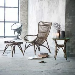 Sika Design Fauteuils Fauteuil Haut Dossier En Rotin Antique -Chaise Soldes Magasin fauteuil haut dossier en rotin antique 3