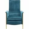 Kare Design Fauteuils Fauteuil Inclinable En Velours Bleu Pétrole Et Acier Doré