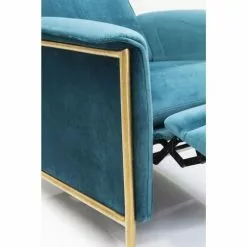 Kare Design Fauteuils Fauteuil Inclinable En Velours Bleu Pétrole Et Acier Doré -Chaise Soldes Magasin fauteuil inclinable en velours bleu petrole et acier dore 2