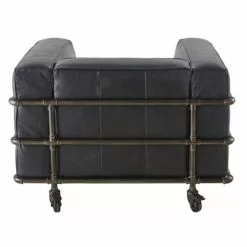 Maisons Du Monde Fauteuils Fauteuil Indus à Roulettes En Cuir Noir Et Métal -Chaise Soldes Magasin fauteuil indus a roulettes en cuir noir et metal 1000 15 20 198337 3