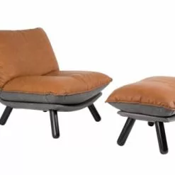 Zuiver Fauteuils Fauteuil Lounge En Cuir Marron -Chaise Soldes Magasin fauteuil lounge en cuir marron 2