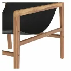 Rendez Vous Déco Fauteuils Fauteuil Lounge En Teck Et Cuir Noir -Chaise Soldes Magasin fauteuil lounge en teck et cuir noir 4