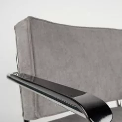 Zuiver Fauteuils Fauteuil Lounge En Tissu Cotelé Gris Froid -Chaise Soldes Magasin fauteuil lounge en tissu cotele gris froid 4