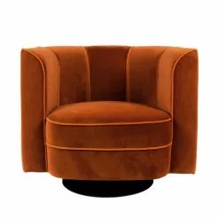 Dutchbone Fauteuils Fauteuil Lounge En Velours Orange -Chaise Soldes Magasin fauteuil lounge en velours orange 3