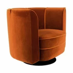 Dutchbone Fauteuils Fauteuil Lounge En Velours Orange -Chaise Soldes Magasin fauteuil lounge en velours orange 4