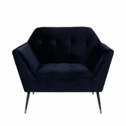 Dutchbone Fauteuils Fauteuil Lounge Velours Bleu -Chaise Soldes Magasin fauteuil lounge velours bleu 2