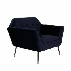 Dutchbone Fauteuils Fauteuil Lounge Velours Bleu