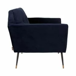 Dutchbone Fauteuils Fauteuil Lounge Velours Bleu -Chaise Soldes Magasin fauteuil lounge velours bleu 3