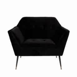 Dutchbone Fauteuils Fauteuil Lounge Velours Noir -Chaise Soldes Magasin fauteuil lounge velours noir 2