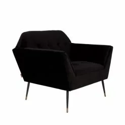 Dutchbone Fauteuils Fauteuil Lounge Velours Noir